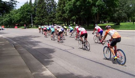 Chico is a bicycle friendly community. Here we have a group of people riding bikes.