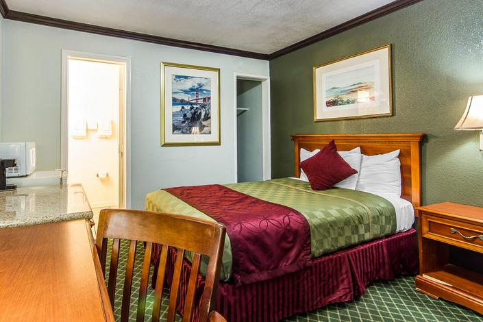 Check online for our packages and specials. This room is a Queen with desk and chair. It is not an ADA accessible room